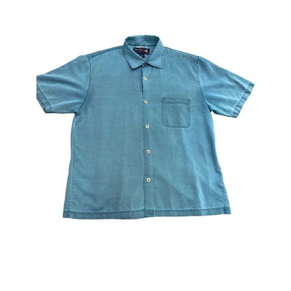 Mens Nat Nast Luxury Originals Silk Short Sleeve Blue Button Up Size Medium - Picture 3 of 11